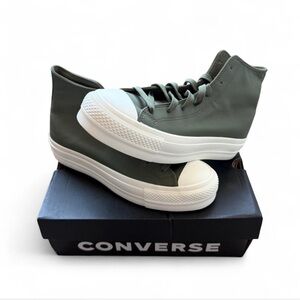 Converse High-Tops in Dark Green with White Sole